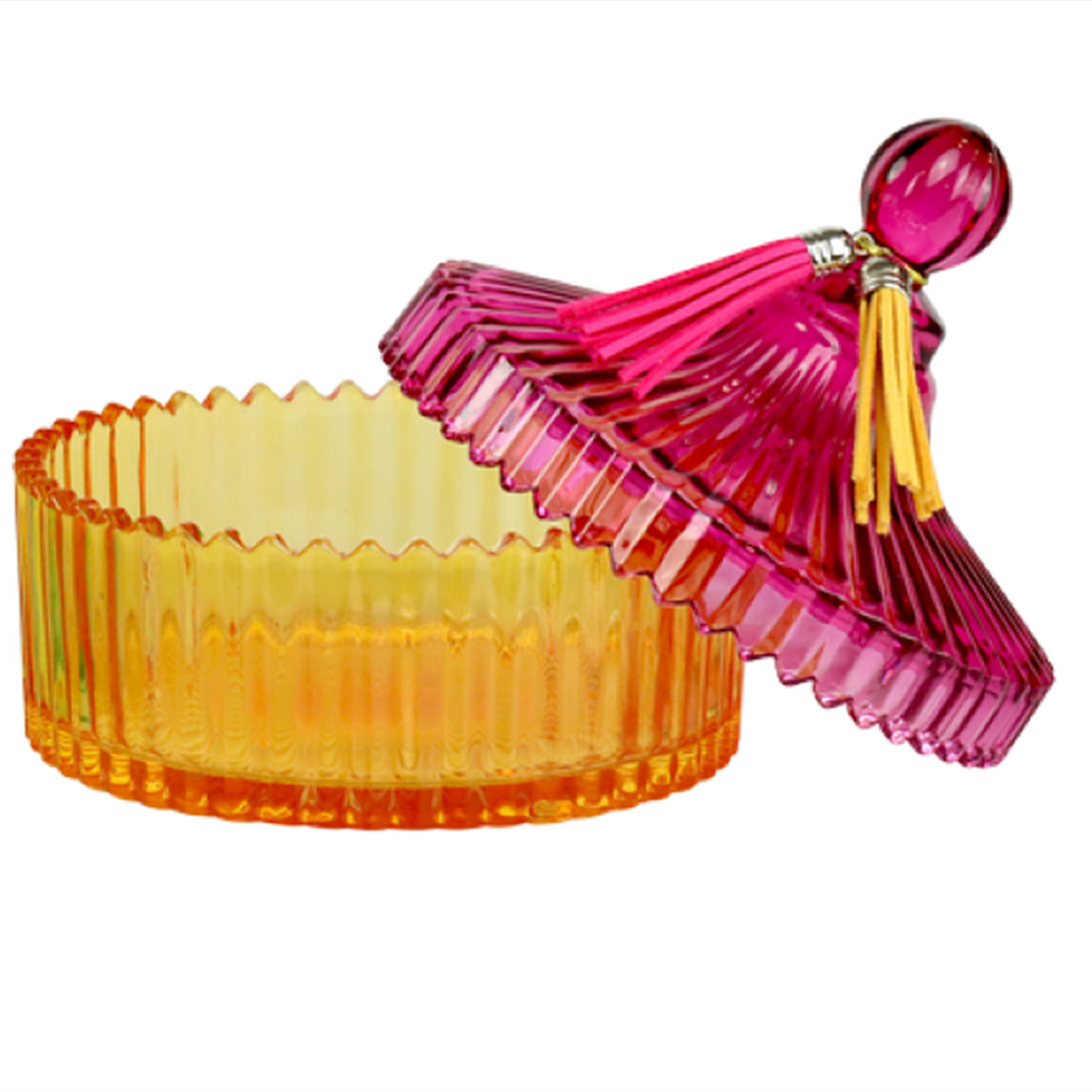 Glasburk med Lock – Rosa & Orange