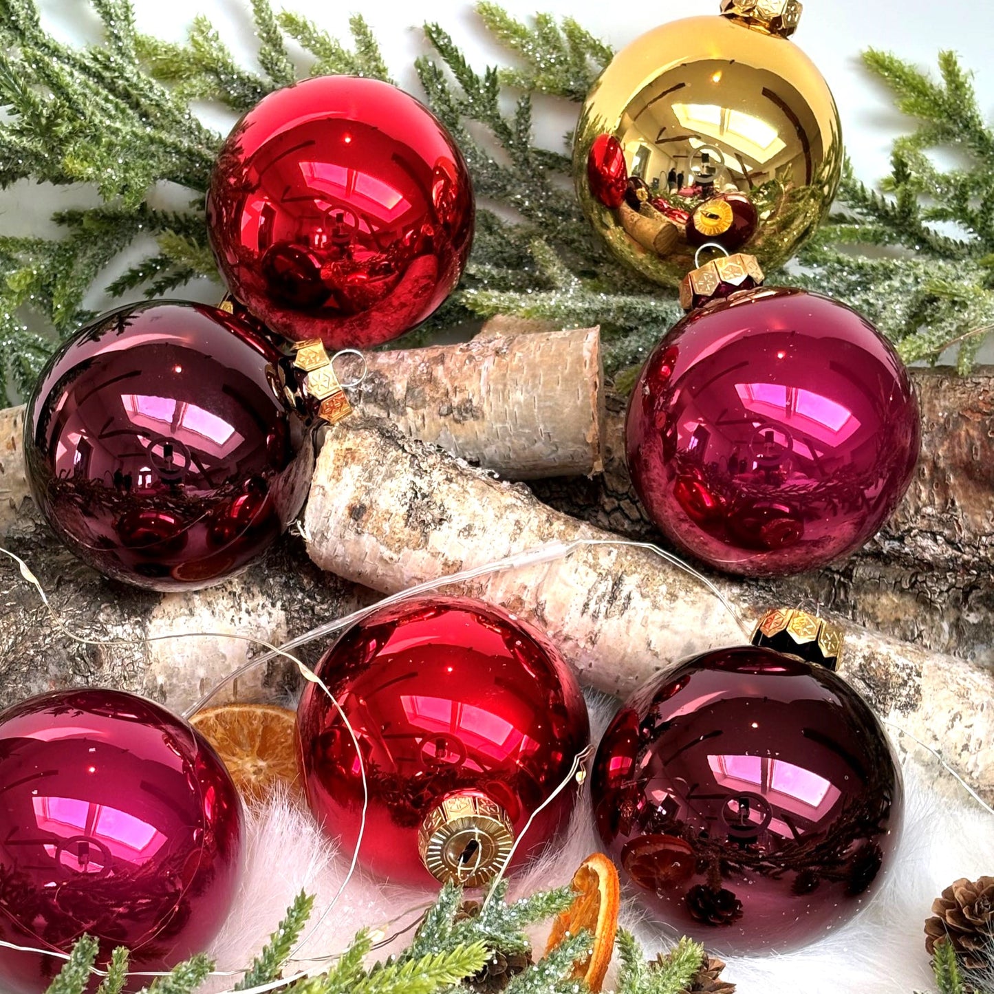 Julgranskulor blandade färger i glas 16st