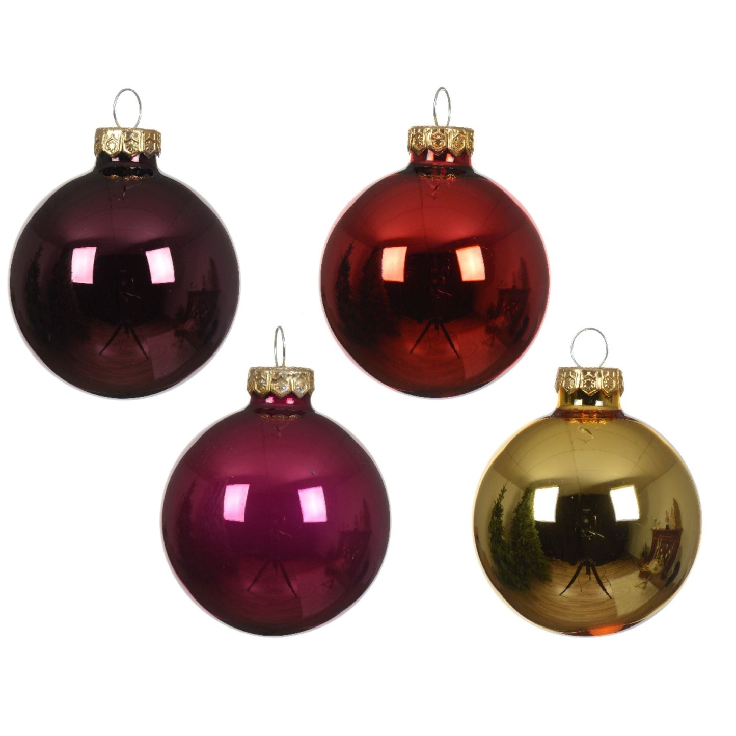Julgranskulor blandade färger i glas 16st