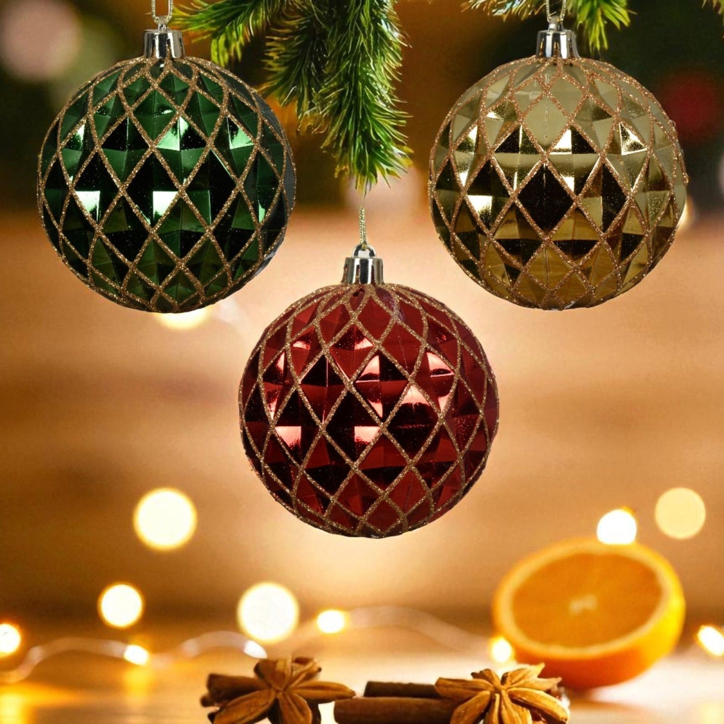 Julgranskulor Red, Green, Gold i plast