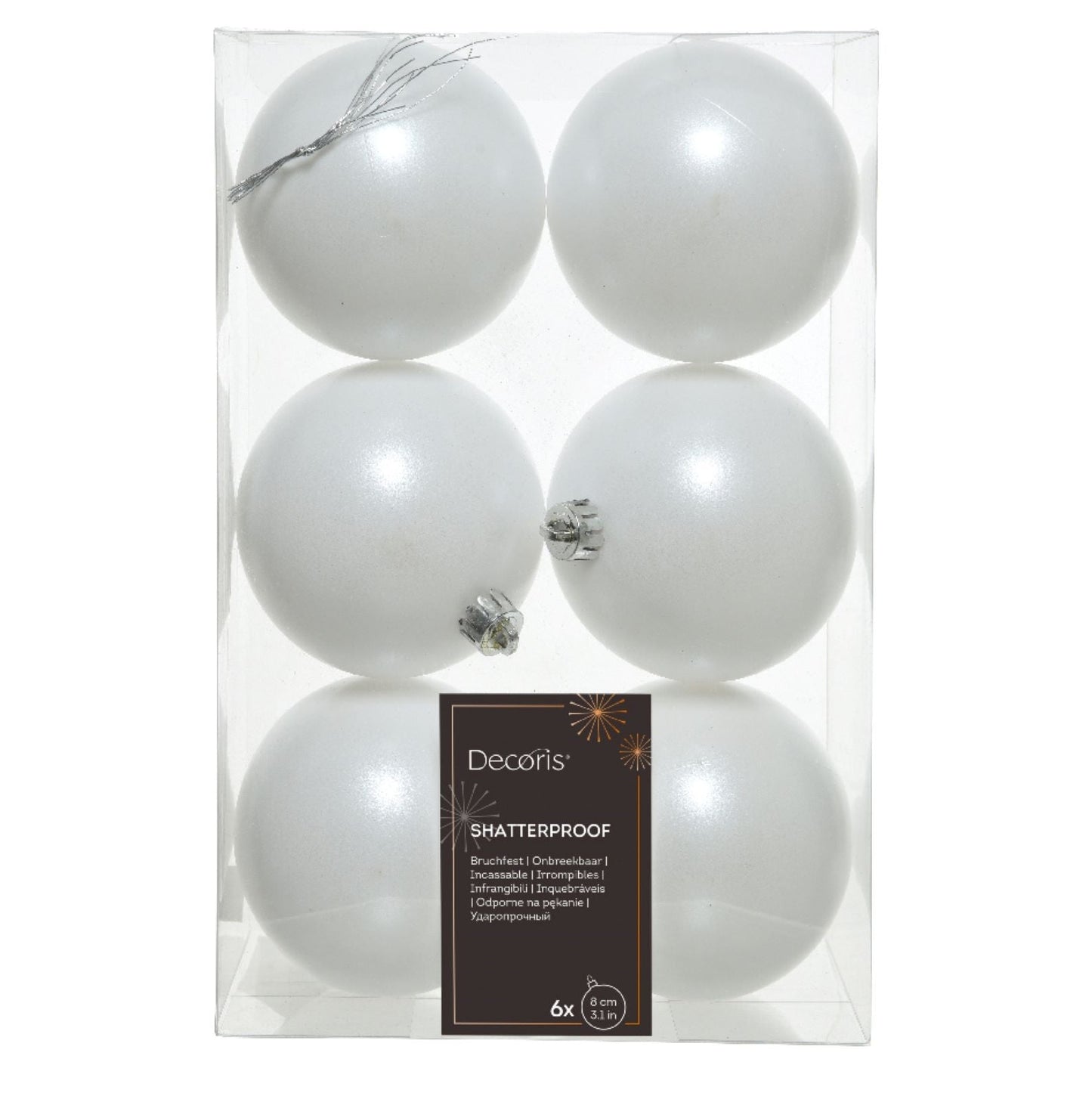 Julgranskulor Winter White 6st, 8cm