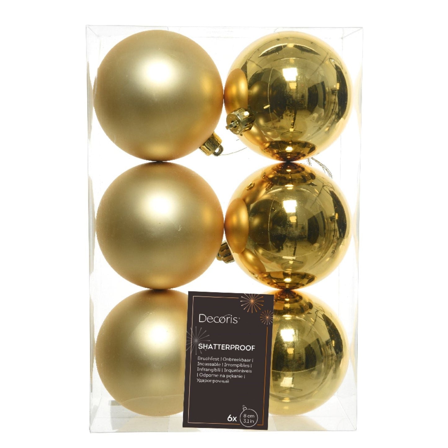 Julgranskulor Light Gold 6st, 8cm