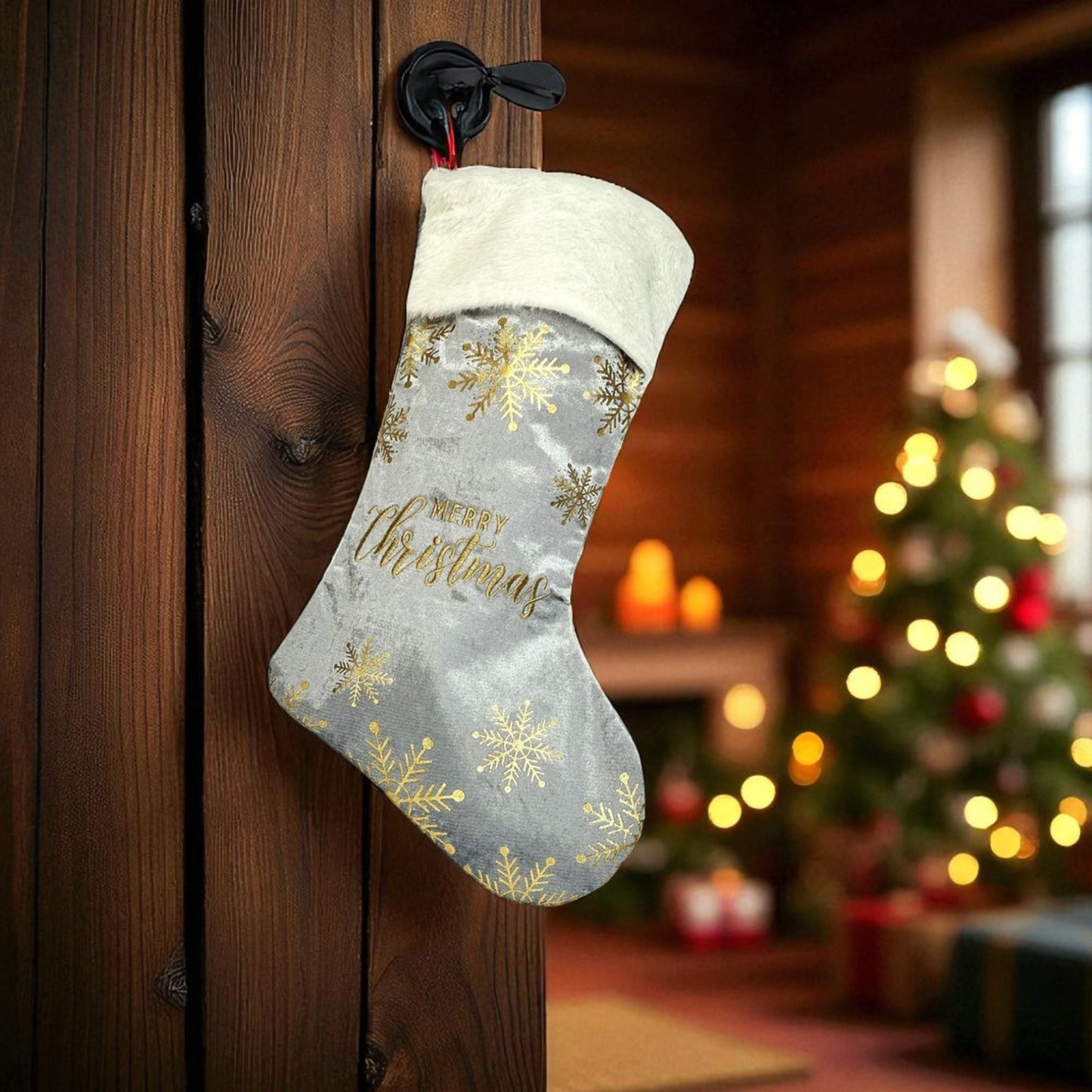 Julstrumpa Merry Christmas Grå