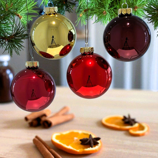 Julgranskulor i 4 olika färger i glas 16st