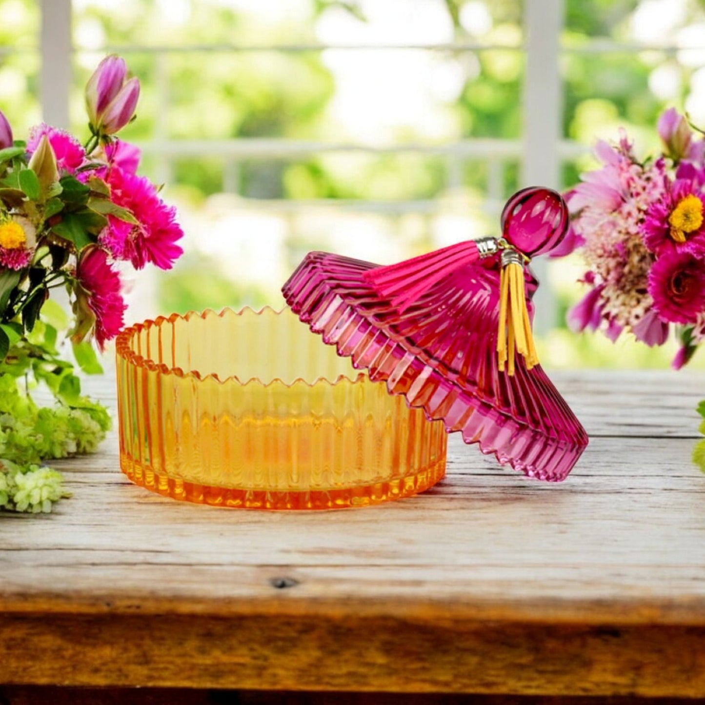 Glasburk med Lock – Rosa & Orange