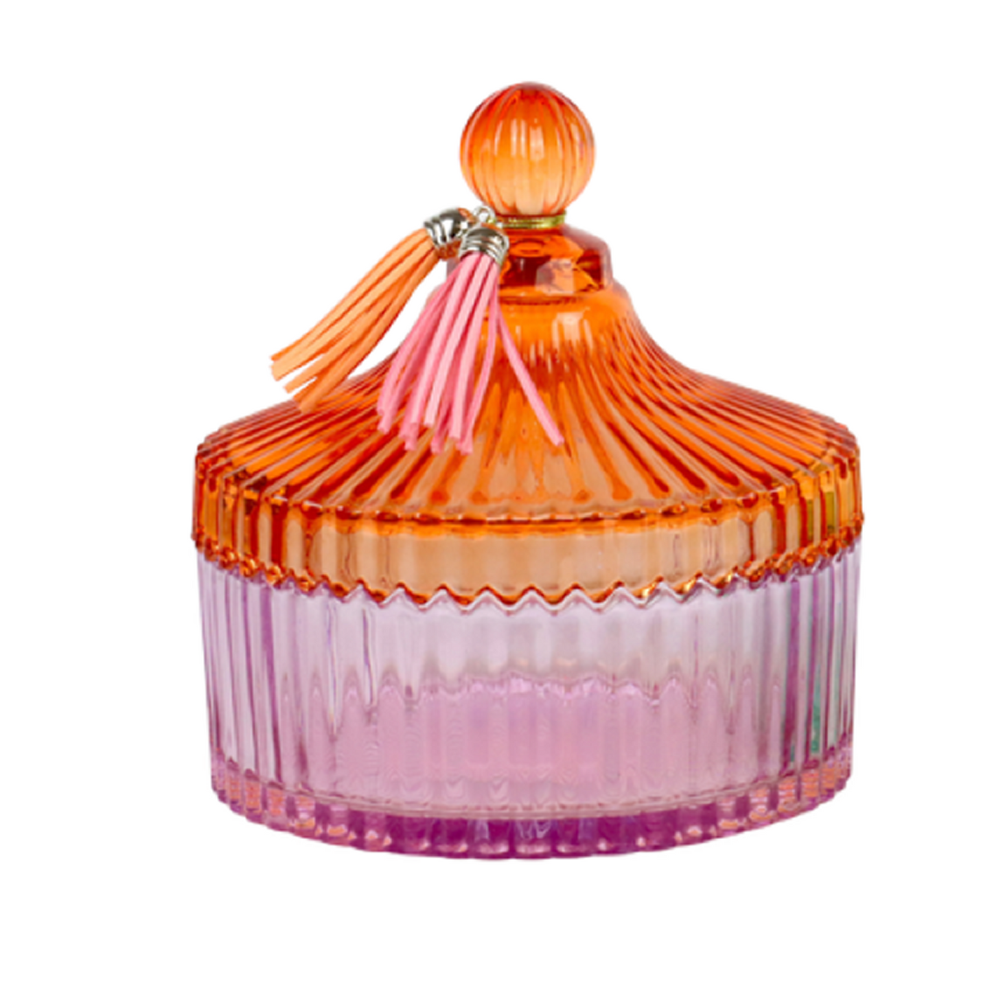 Glasburk med Lock – Orange & Rosa