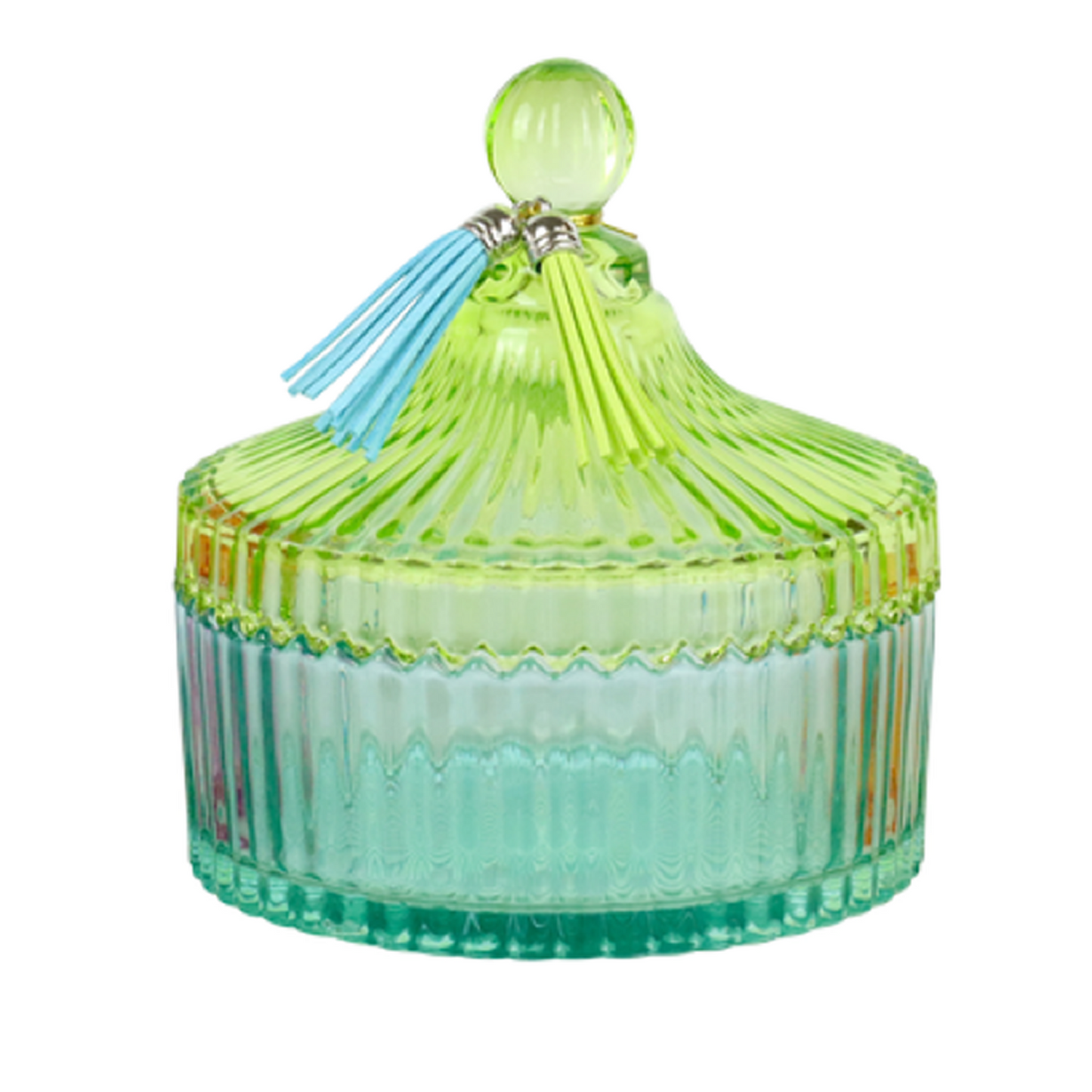 Glasburk med Lock – Turkos & Ljusgrön
