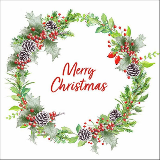 Servetter Holiday Wreath White
