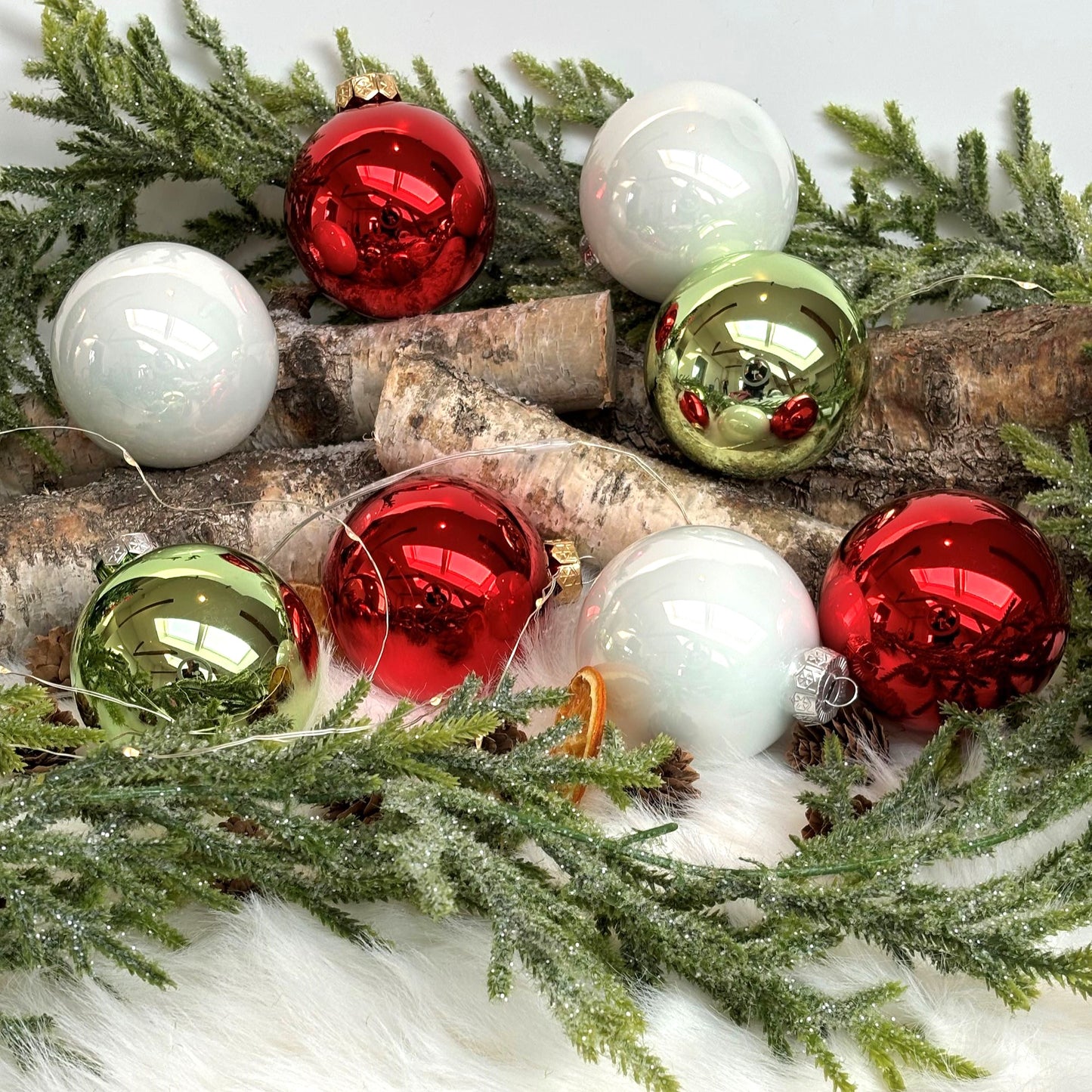 Julgranskulor i 3 olika färger i glas 16st
