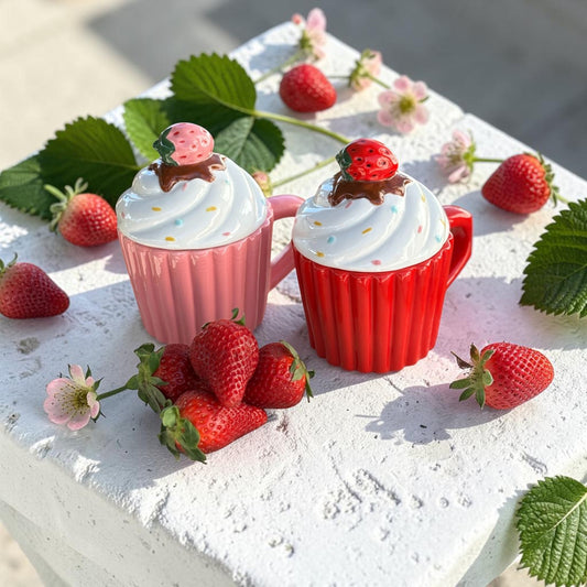 Cupcakemuggar Jordgubbe REA (25 % rabatt dras automatiskt i kassan)