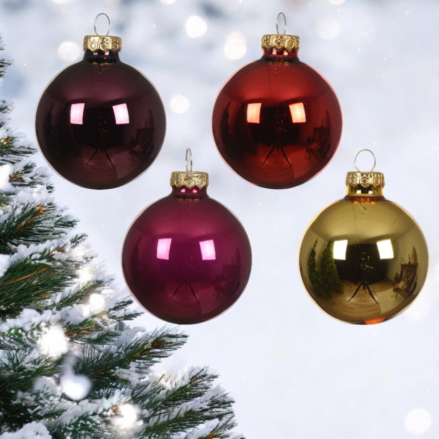 Julgranskulor blandade färger i glas 16st