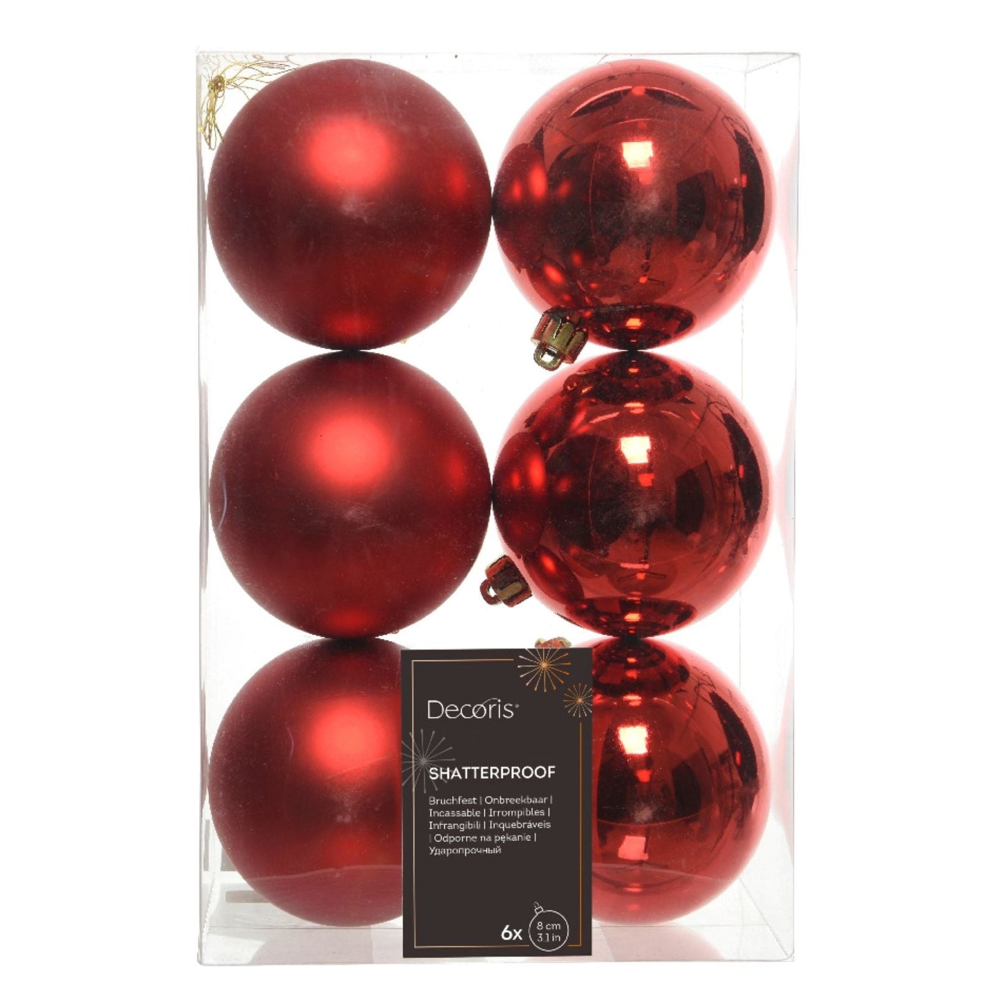 Julgranskulor Christmas Red/Röd 6st, 8cm