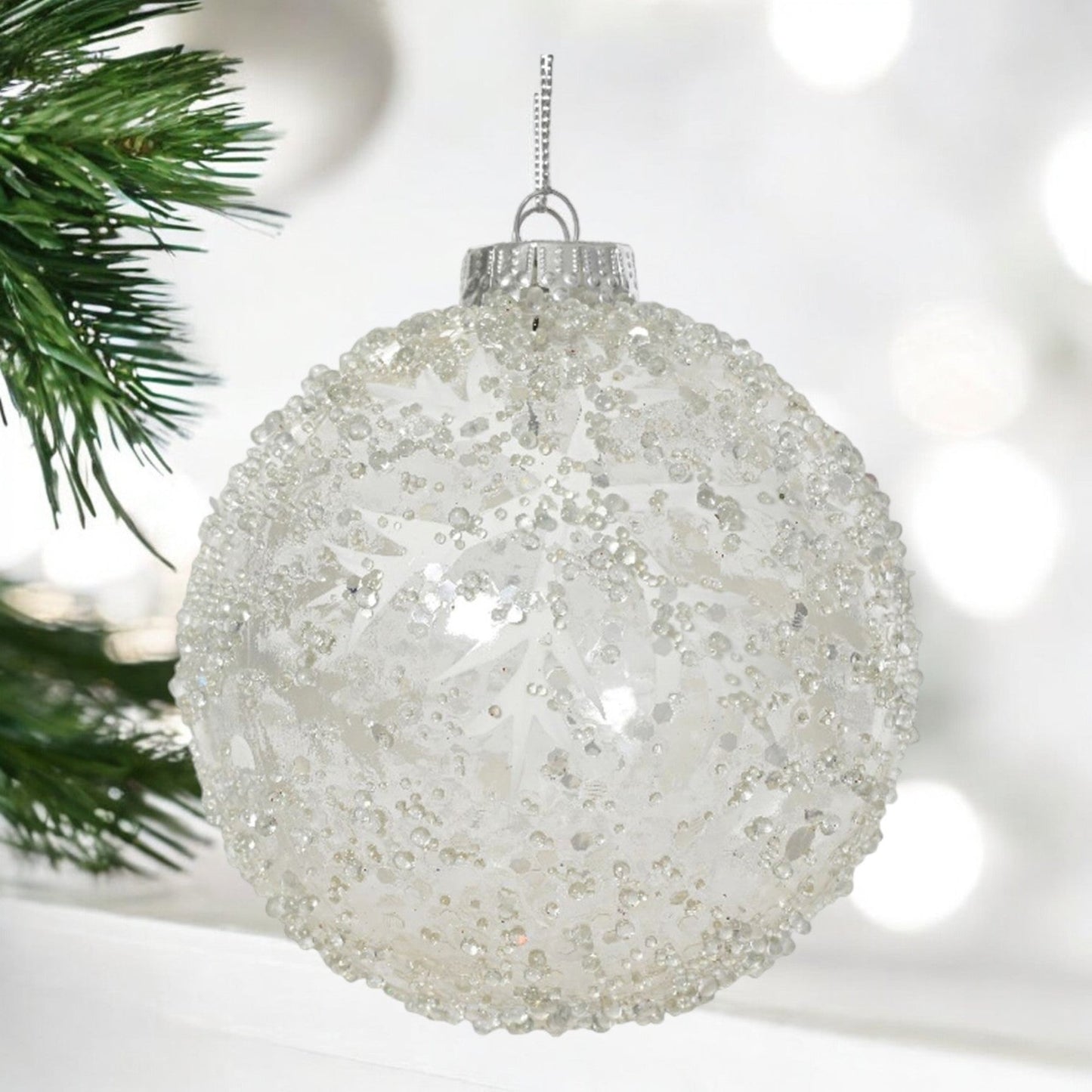 Julgranskula Snowflake White/Vit
