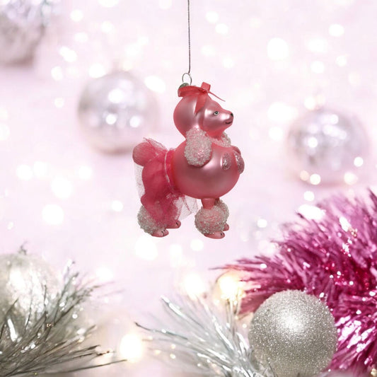 Julgransprydnad Pudel Lipstick Pink