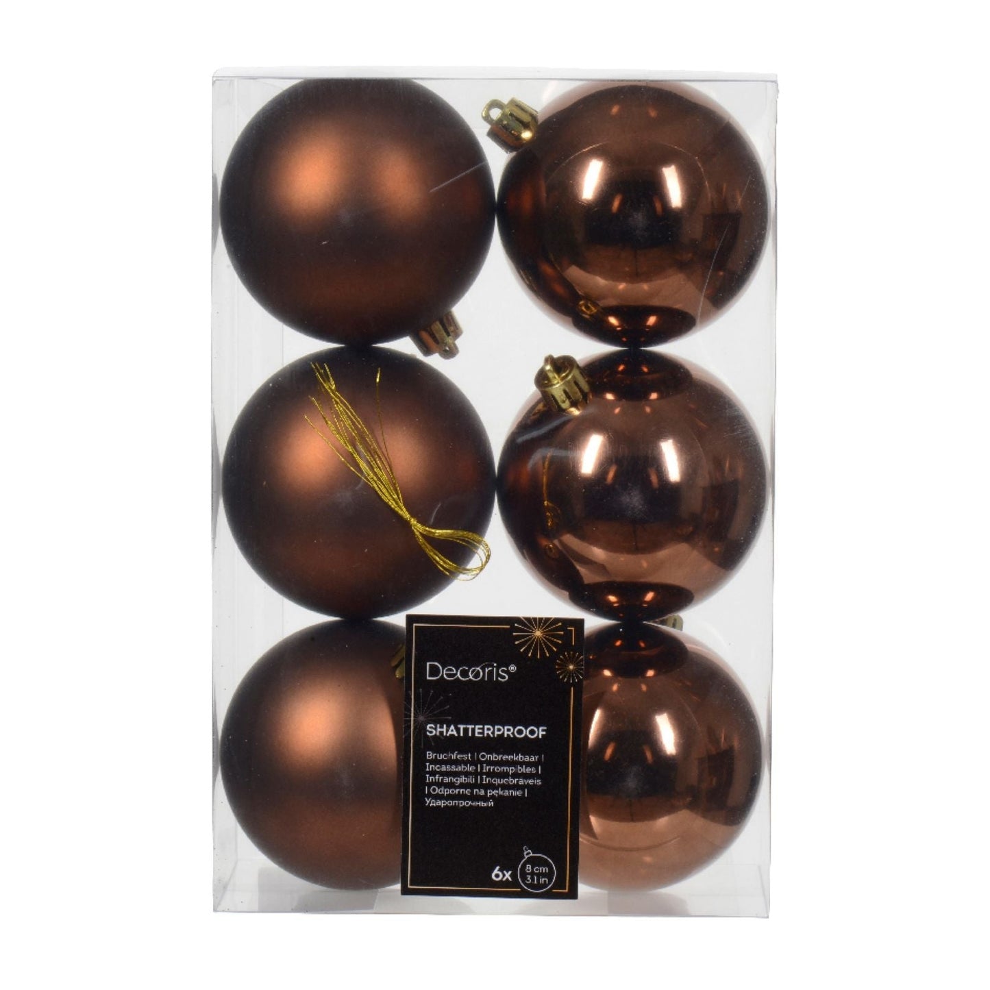 Julgranskulor Espresso/Brun 6st, 8cm