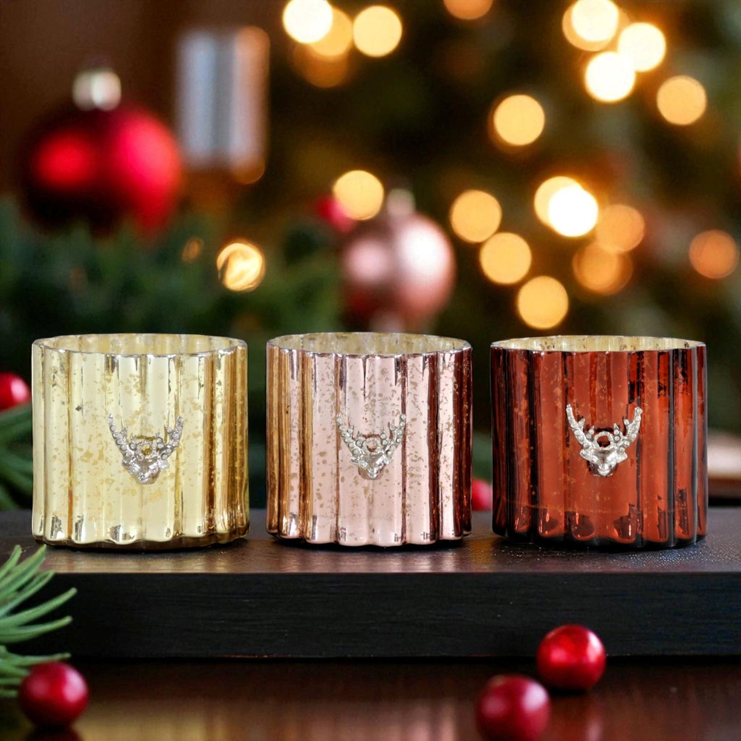 Ljuslyktor med Hjortmotiv 3st