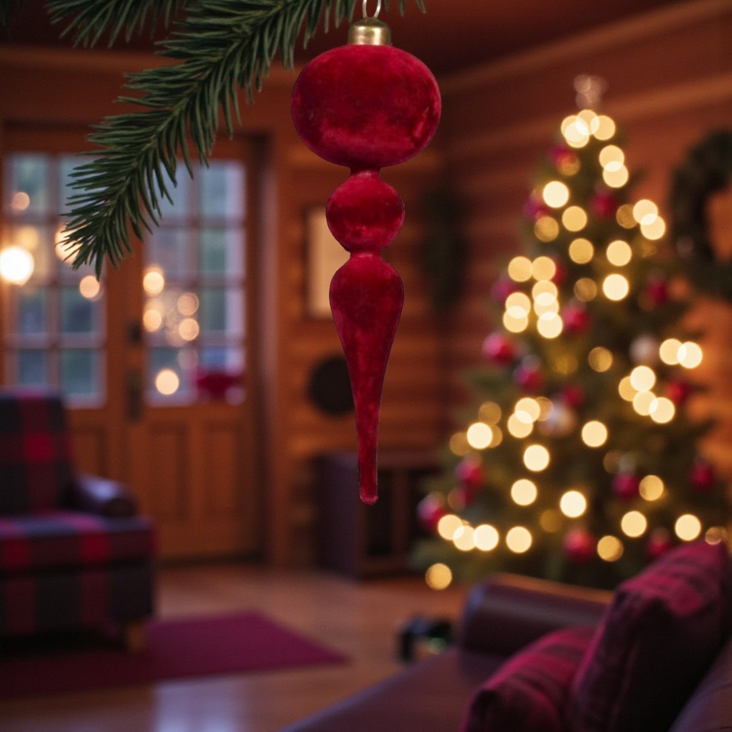 Spira Glas Röd Sammet