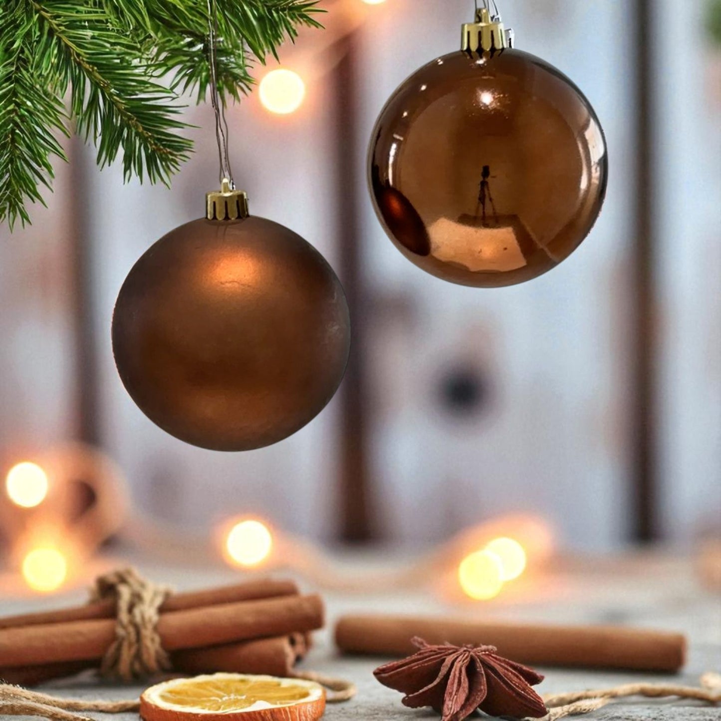 Julgranskulor Espresso/Brun 6st, 8cm