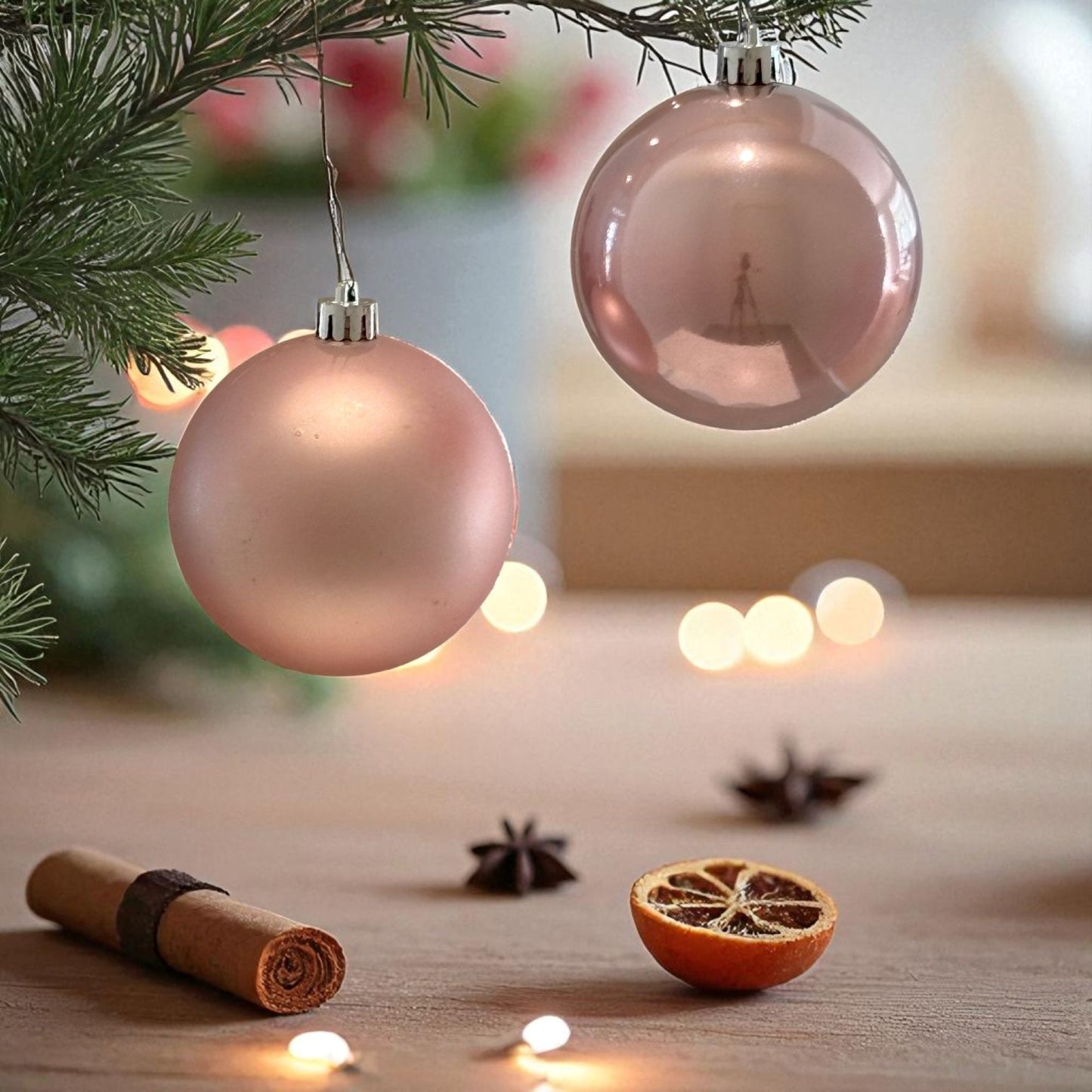 Julgranskulor Blush Pink/Ljusrosa 4st 10cm