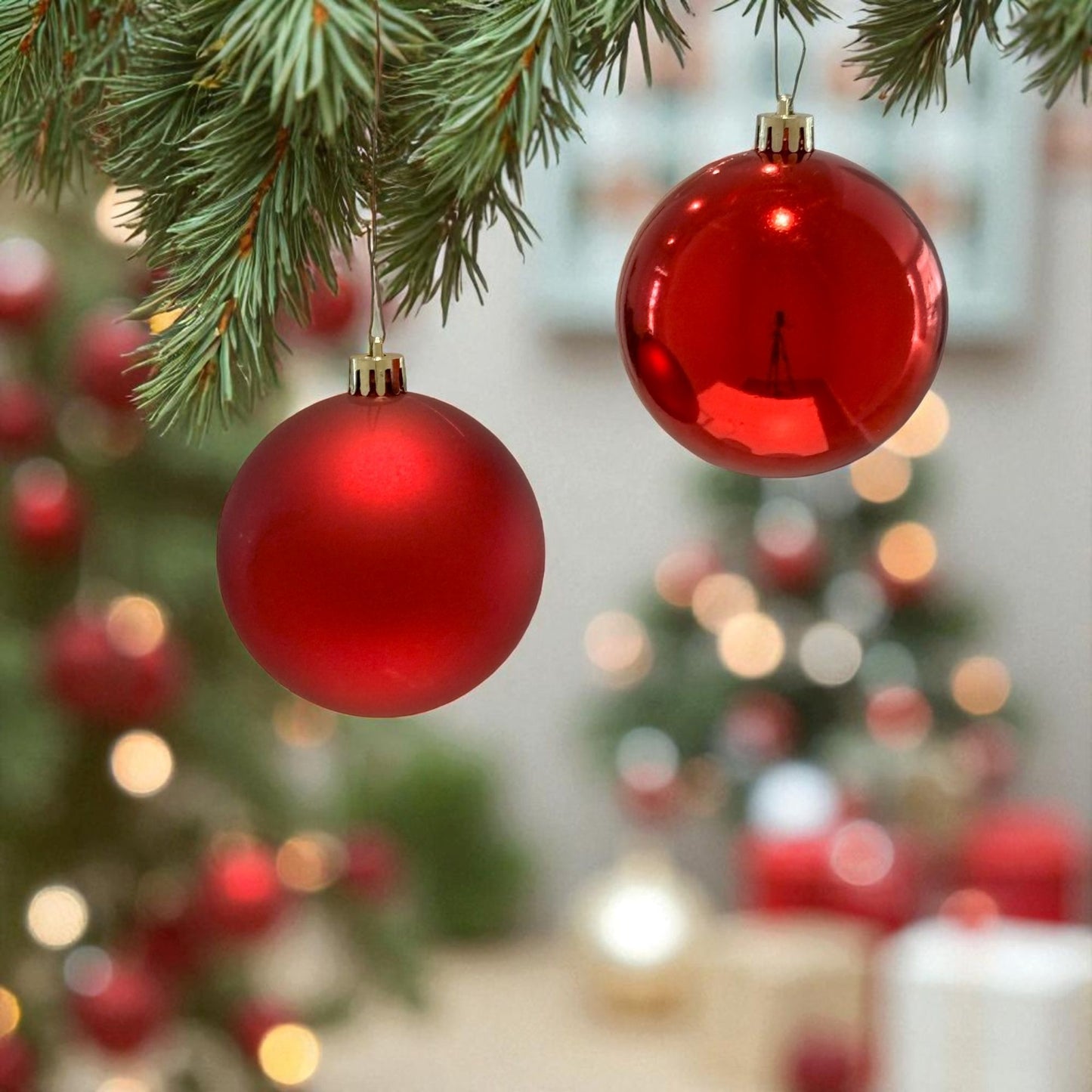 Julgranskulor Christmas Red/Röd 4st, 10cm