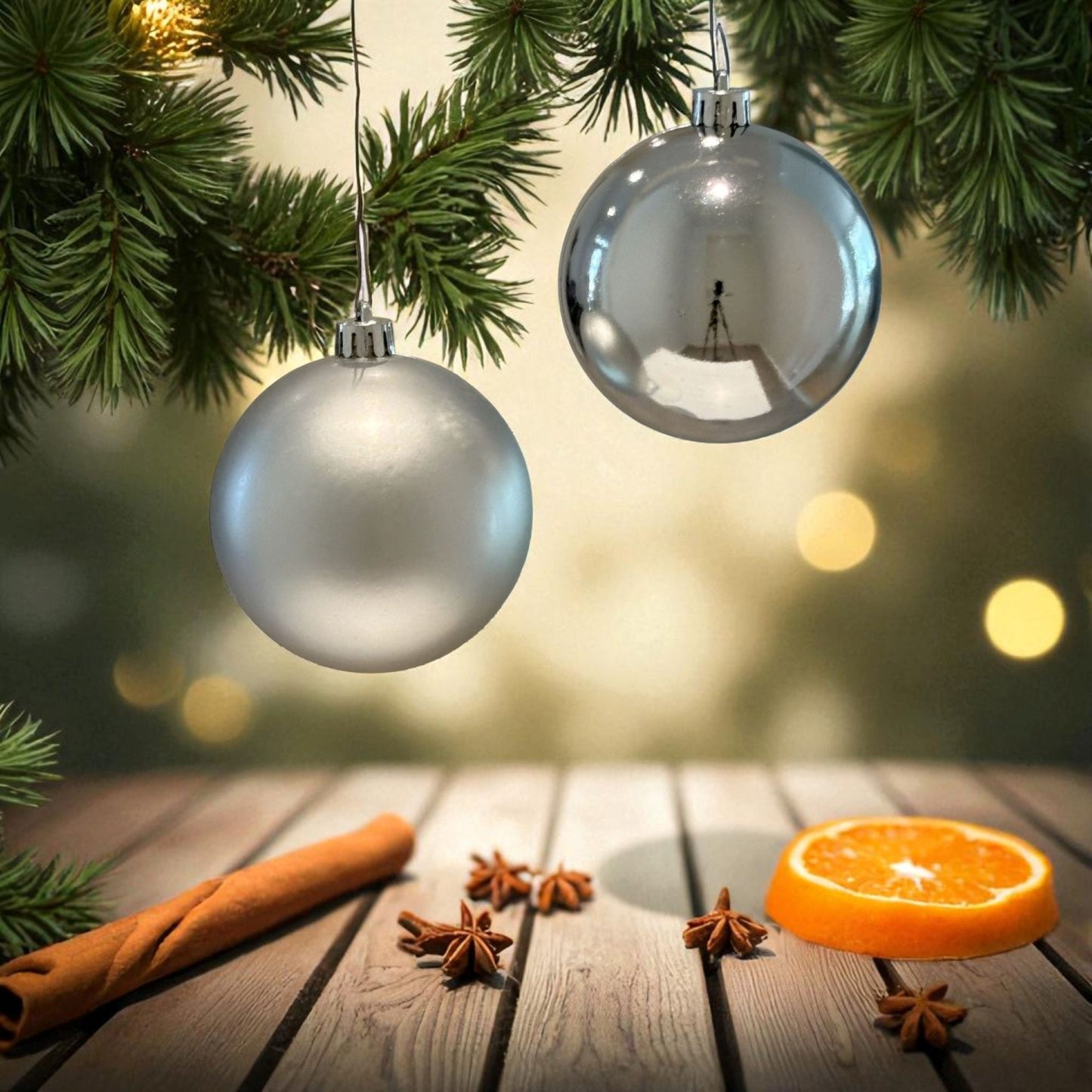 Julgranskulor Silver 6st, 8cm