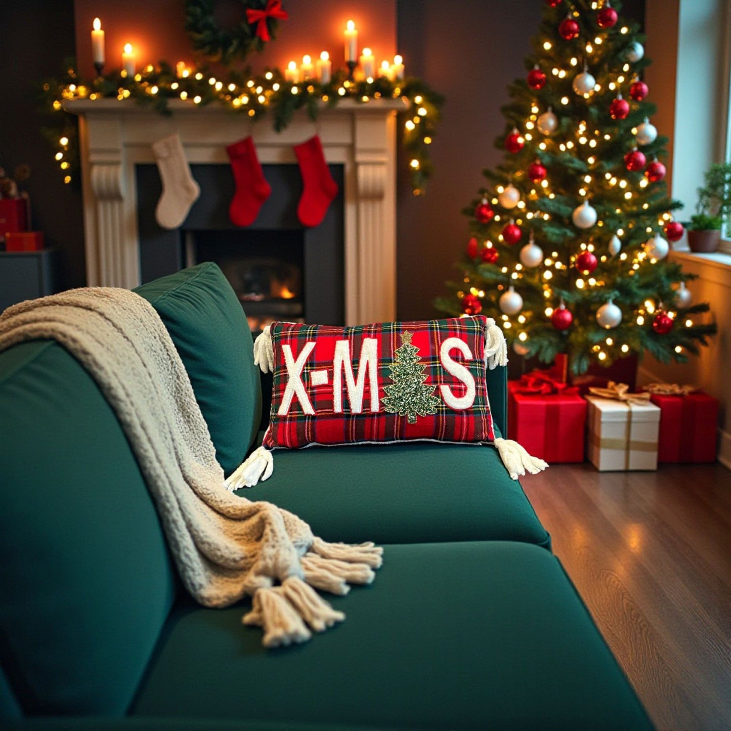 Kuddfodral X-Mas Rutig